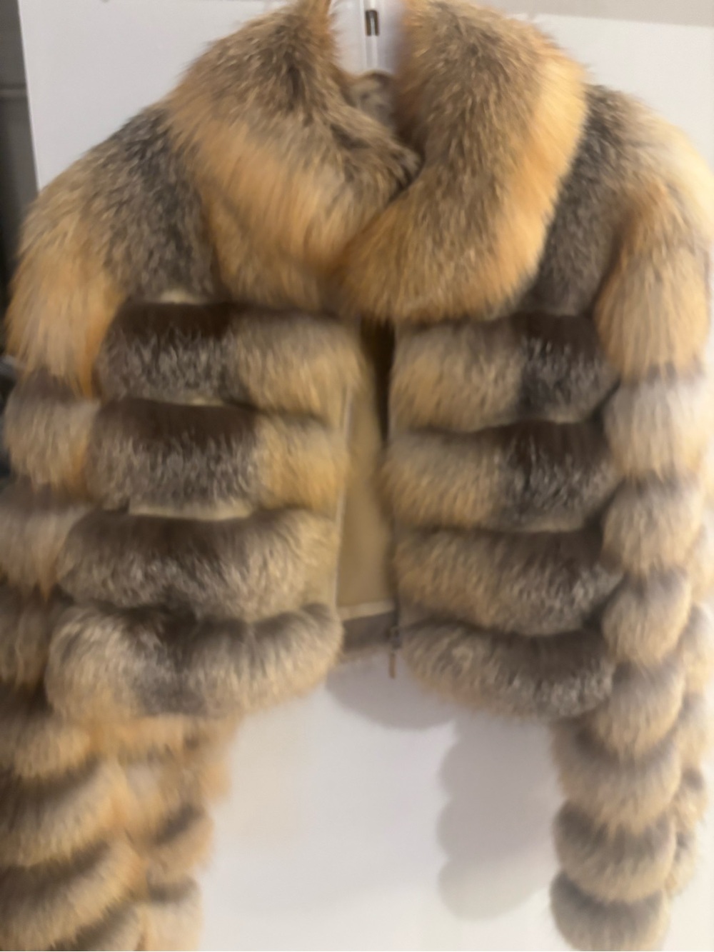 Saga Furs Women's Multi-Tone Fox Fur Jacket in Golden and Gray